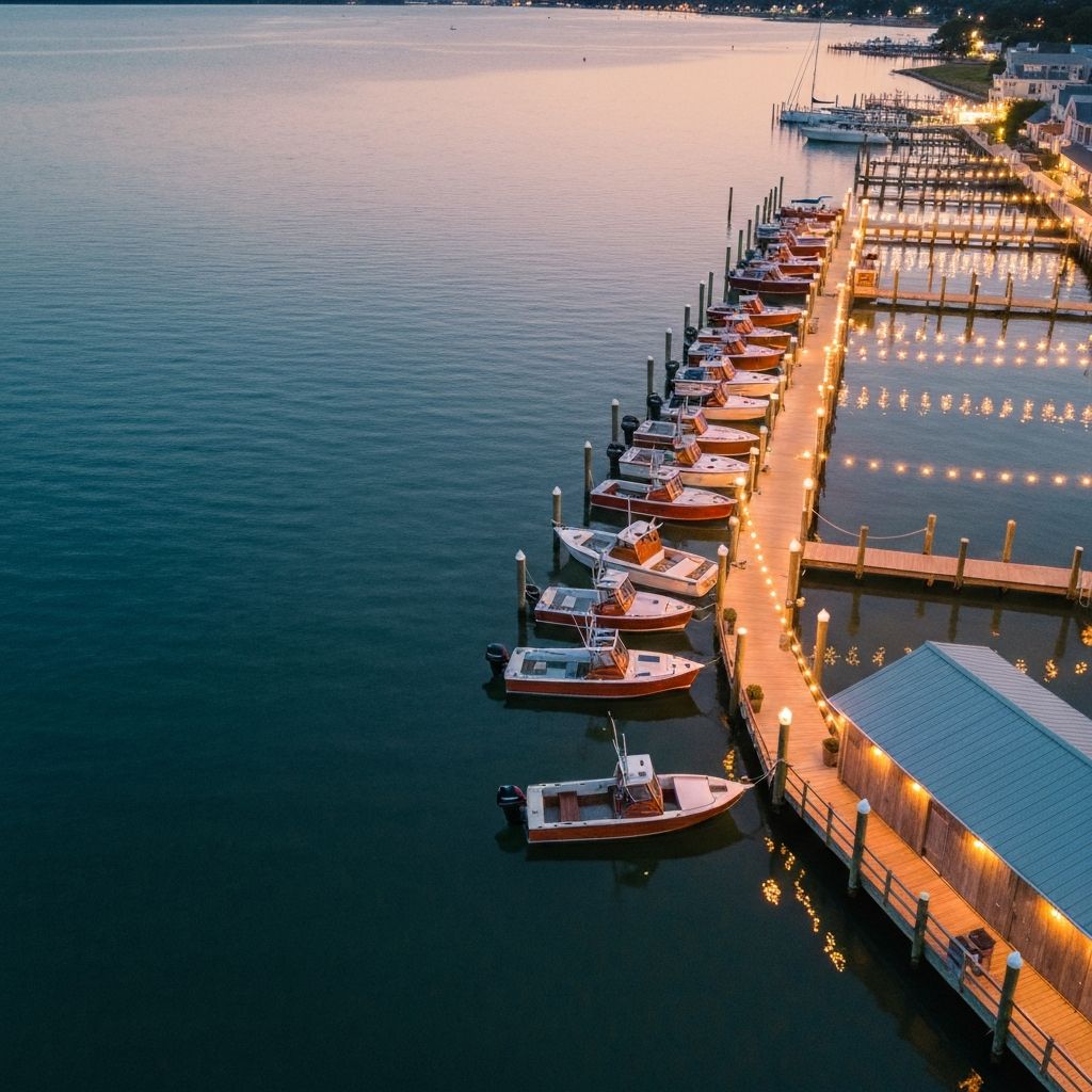 Evening view of the restaurant dock